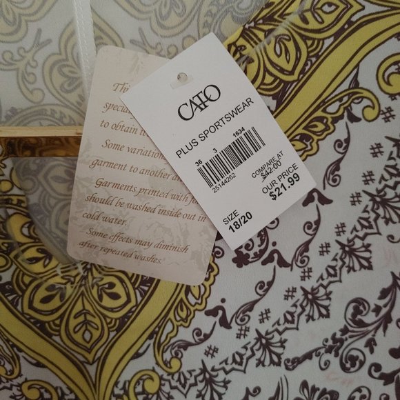 Cato Plus Size Blouse Yellow/Orange Paisley Sz 18-20W - Picture 5 of 7